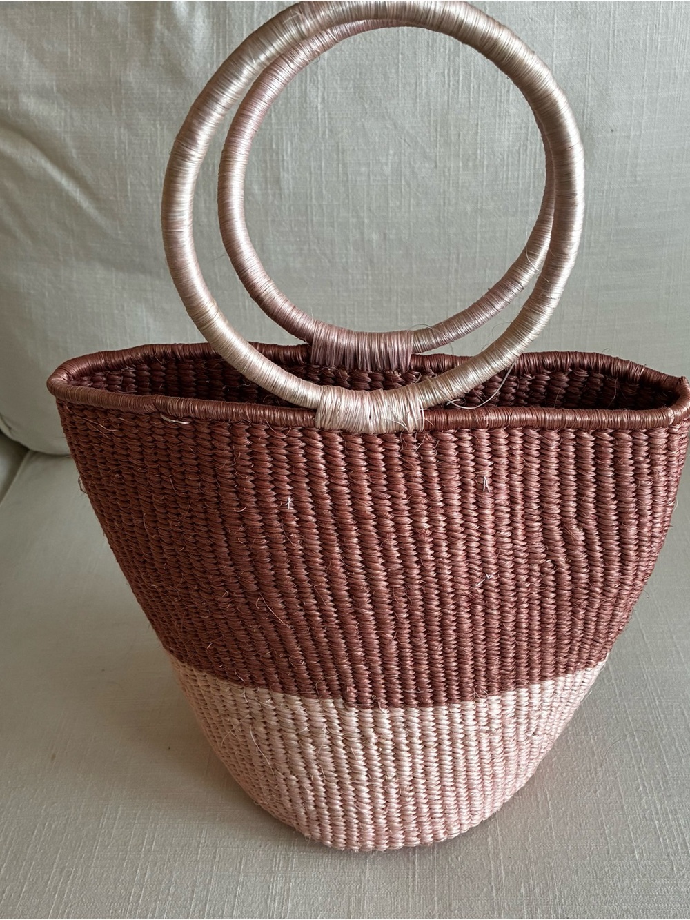 Indego AFrica Junonia Twist Handwoven Two Tone Light Dark Blush Bag